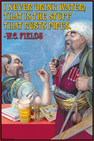 Never Drink water, it is the stuff that rusts pipes 20x30 poster