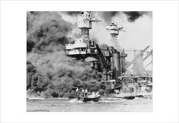 USS West Virginia alight in Pearl Harbor 20x30 poster