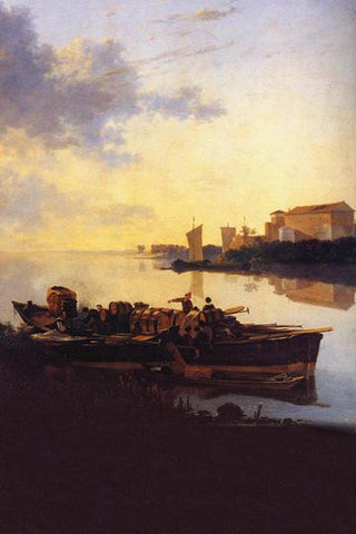 Barge on the River at Sunset, Amsterdam 20x30 poster