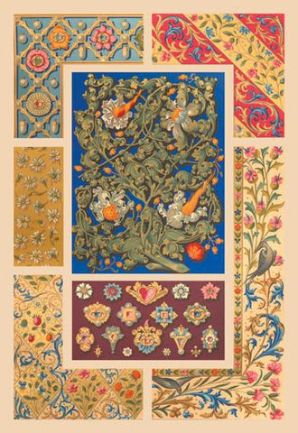 Medieval Design with Flowers 20x30 poster