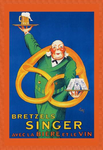 Bretzels Singer - Avec la Biere et la Vin 20x30 poster