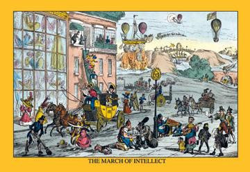 The March of Intellect - Turn of the Century Illustration of new fangled inventions 20x30 poster