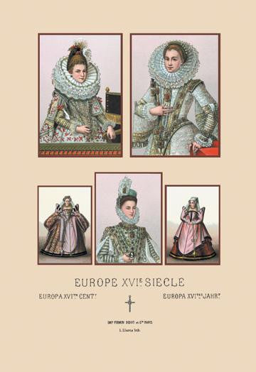 Feminine Fashions of the European Aristocracy, Sixteenth Century #1 20x30 poster