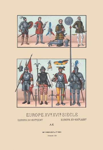 An Assortment of Military Costumes of the Renaissance 20x30 poster