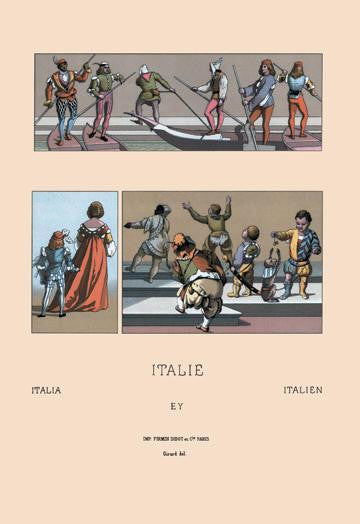 Italy - Venetian Gondoliers, Pages, Dwarves and Court Jesters 20x30 poster