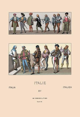 Military and Civil Costumes of the Italian Nobility, 1300-1600 20x30 poster