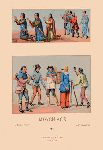 A Variety of French Medieval Costumes 20x30 poster