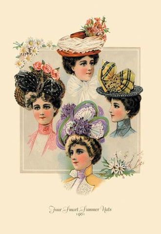 Four Smart Summer Hats 20x30 poster