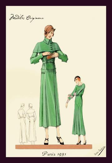 Emerald Dress and Overcoat 20x30 poster