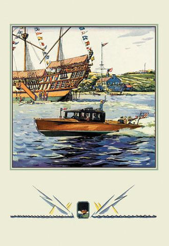 Flags and Boat (Dodge Boats) 20x30 poster