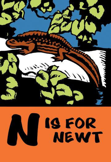 N is for Newt 20x30 poster