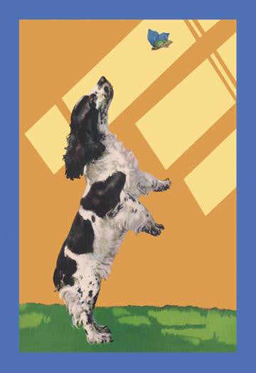 The Cocker Spaniel Sees a Butterfly 20x30 poster