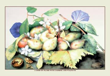 A Dish of Plums with Jasmine and Walnuts 20x30 poster