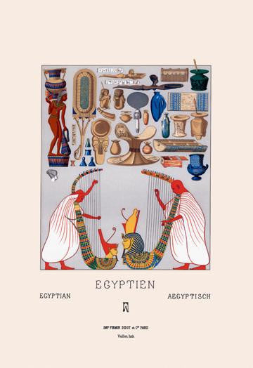 Egyptian Domestic Utensils and Two Large Harps 20x30 poster