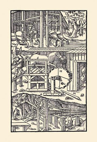 De Re Metallica Plate 19: Operating the Bellows 20x30 poster