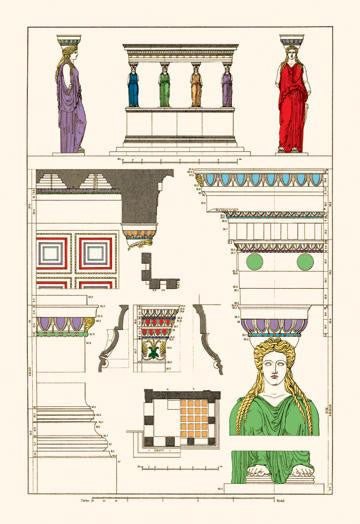 Porch of Caryatids, Polychrome 20x30 poster