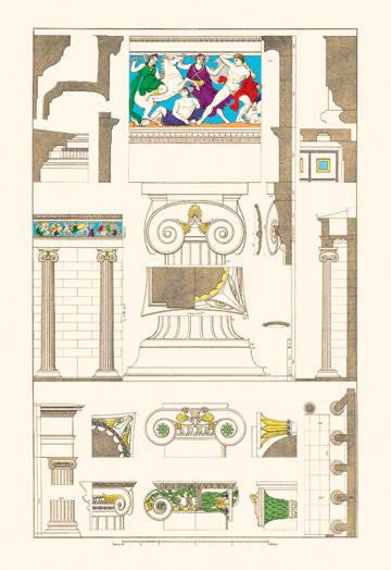 Ionic Orders and Capitals, Polychrome 20x30 poster