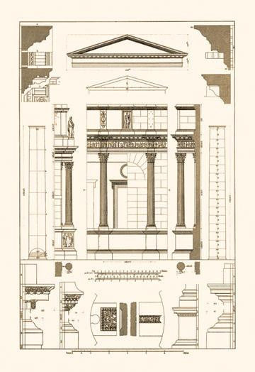 Pediment of Temple at Assisi 20x30 poster