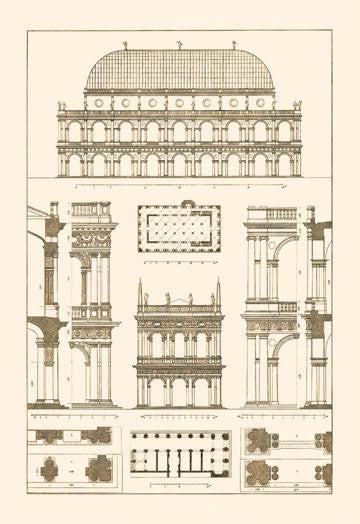 Basilica at Vicenza and Library of St. Marks at Venice 20x30 poster