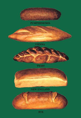 Pumpernickel, Vienna, Twist, New England, and Rye Breads 20x30 poster