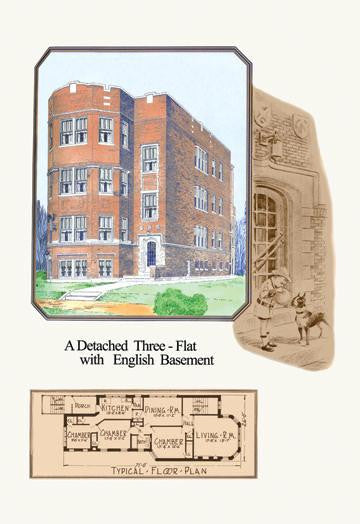 A Detached Three-Flat with English Basement 20x30 poster