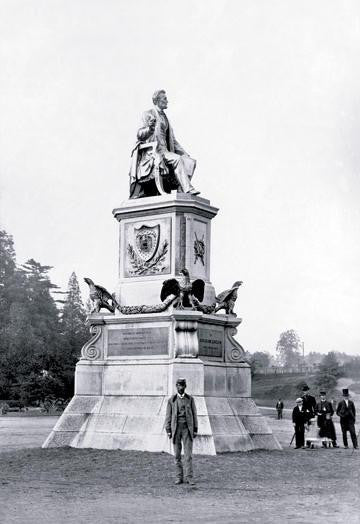 Man Standing in Front of Lincoln Statue, Philadelphia, PA 20x30 poster