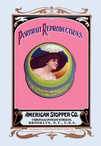 Portrait Reproductions on Tins by American Stopper Co. 20x30 poster