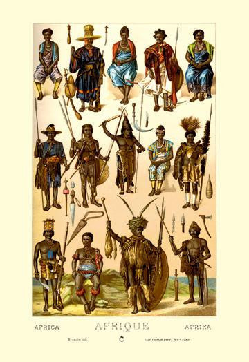 Afrique: Members of Various Tribes 20x30 poster