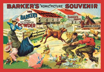 Barker&#39;s Komic Picture Souvenir: Barnyard Tussle 20x30 poster