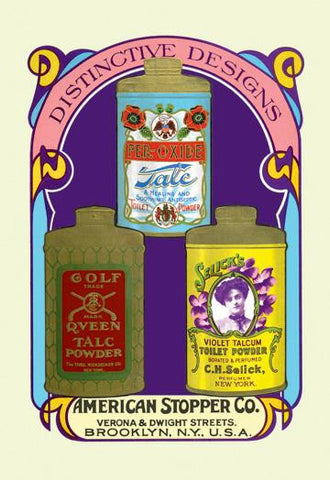 Golf Queen Talc Powder, Per-Oxide Talc, and Selick&#39;s Violet Talcum Powder 20x30 poster