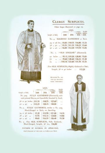 Clergy Surplices 20x30 poster