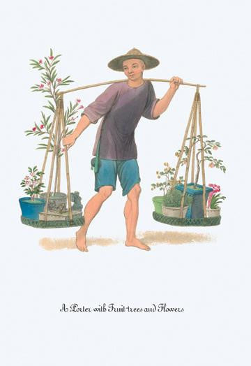 A Porter with Fruit Trees and Flowers 20x30 poster