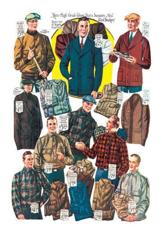 Men&#39;s Shirts, Sweaters, and Wind Breakers 20x30 poster