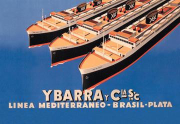 Ybarra and Company Mediterranean-Brazil-Plata Cruise Line 20x30 poster