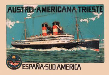 Austro-Americana Trieste Cruise Line 20x30 poster