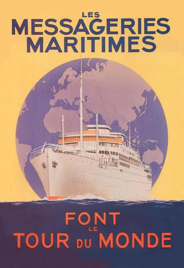 Take a Cruise around the World with Les Messageries Maritimes 20x30 poster