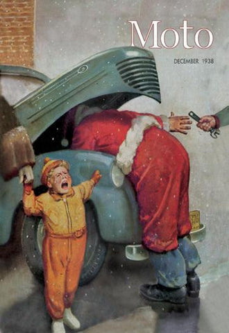 Boy Upset to See Santa Mechanic under Car Hood 20x30 poster