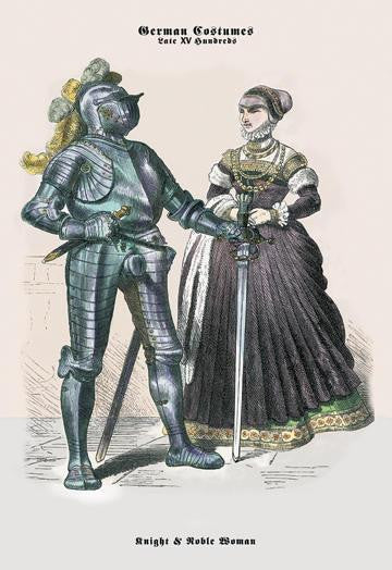 German Costumes: Knight with Sword and Noble Woman 20x30 poster