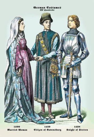 German Costumes: Married Woman, Citizen, Knight 20x30 poster