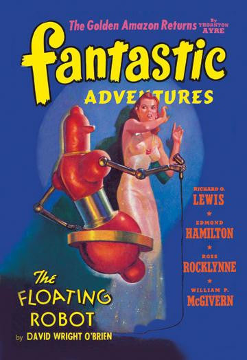 Fantastic Adventures: Floating Robot and Woman 20x30 poster