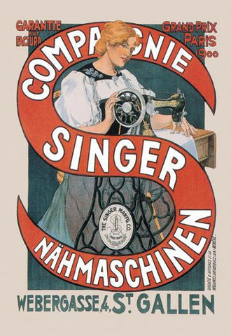 Compagnie Singer Nahmaschinen 20x30 poster