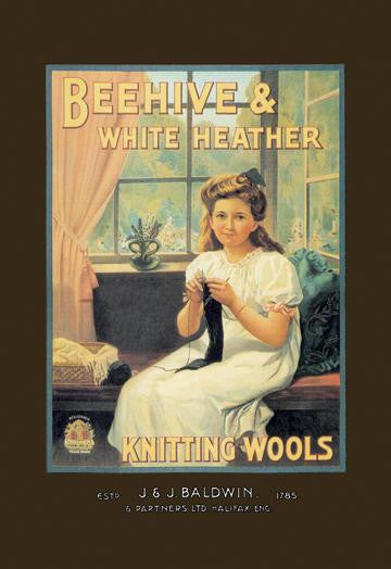 Beehive and White Heather Knitting Tools 20x30 poster