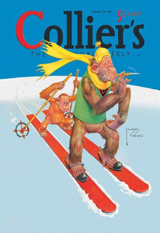 Skiing Monkeys 20x30 poster