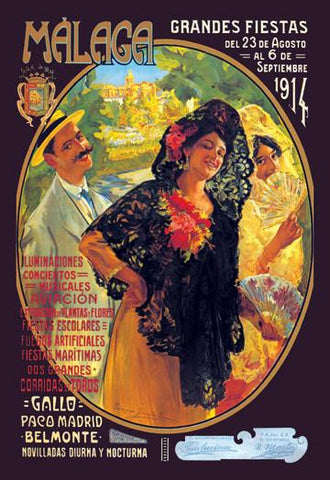 Malaga Grandes Fiestas 20x30 poster