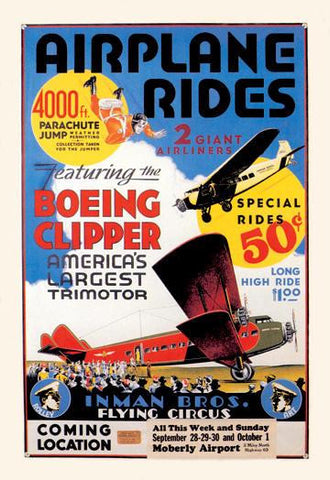 Airplane Rides: Inman Bros. Flying Circus 20x30 poster