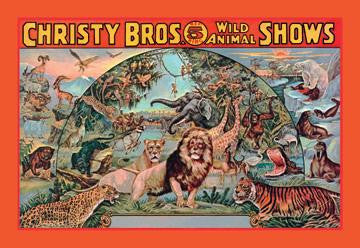 Christy Bros. 5 Ring Wild Animal Shows 20x30 poster