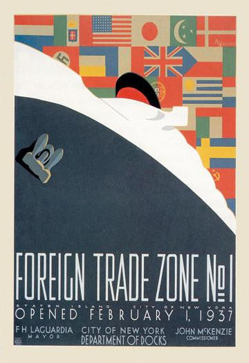 Foreign Trade Zone No. 1: NY City Department of Docks 20x30 poster