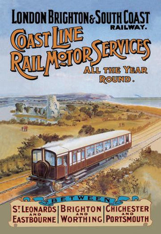 Coast Line Rail Motor Services All the Year Round 20x30 poster