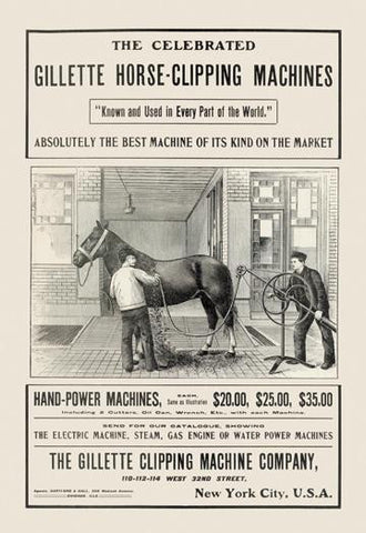 The Celebrated Gillette Horse-Clipping Machines 20x30 poster