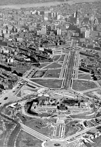 Aerial of the Art Museum Construction, Philadelphia, PA 20x30 poster